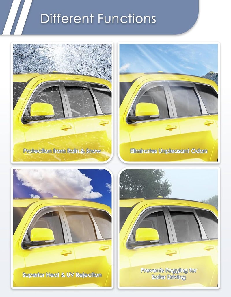 Goholy in-Channel Window Rain Guard for Fit for Jeep Grand Cherokee(Not for L 7 Seat) 2011-2021 Rain Guards Side Window Visors Low Profile Vent Visor Window Deflectors Vent Shades Car Accessories - Image 4